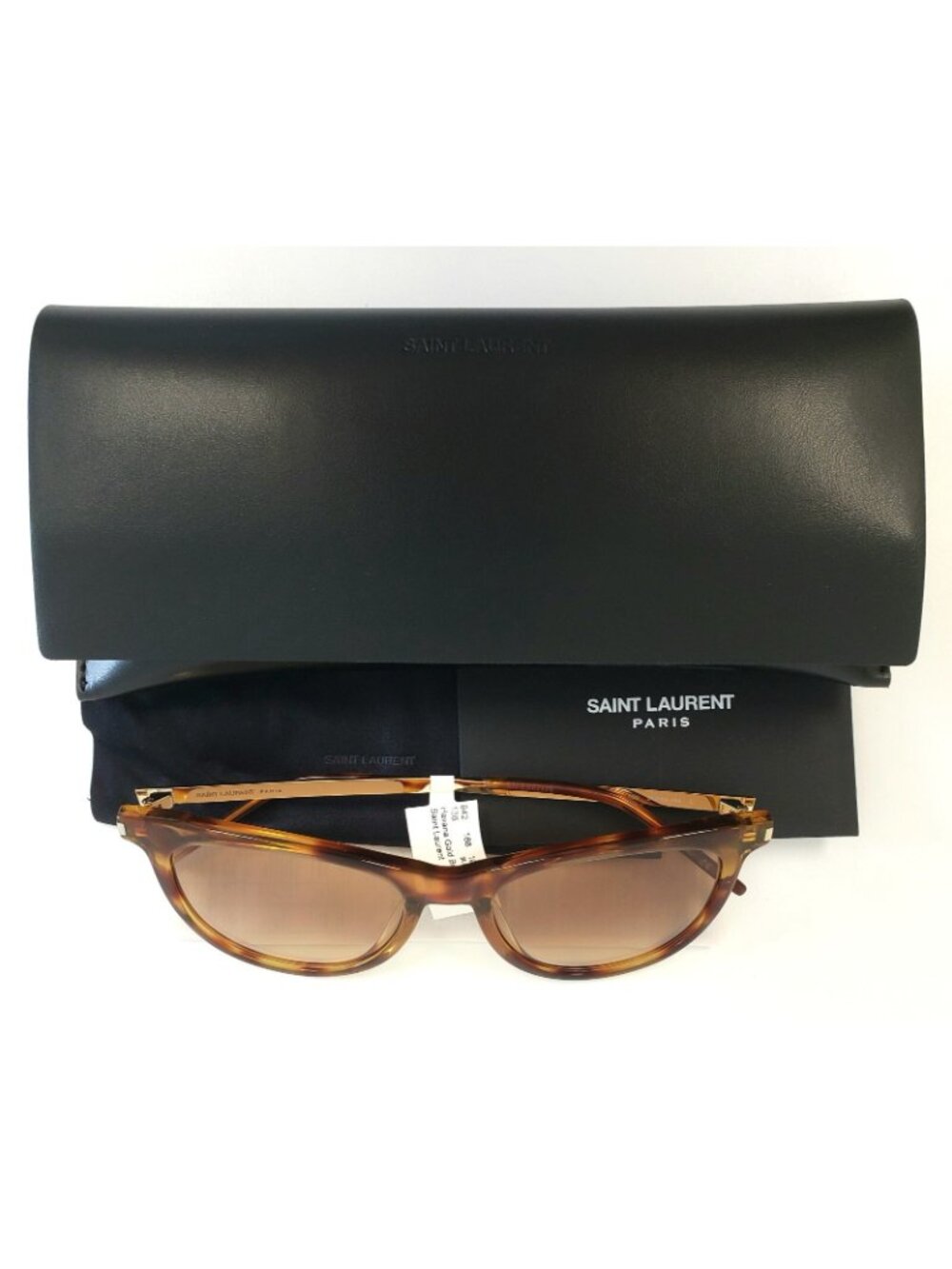 Saint Laurent SL510 005 54mm Oval Cat Eye Sunglasses Havana Gold Brown Gradient - Picture 2 of 4
